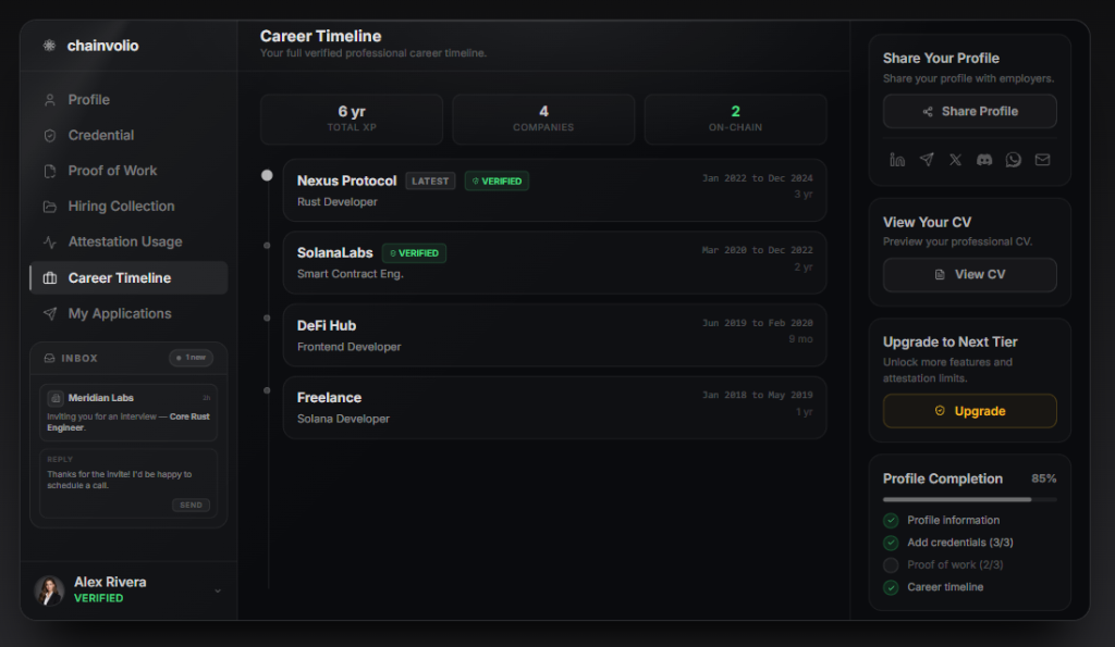 ChainVolio Web3 Resume & Portfolio Platform